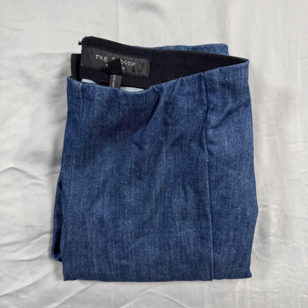 Rag & Bone Georgie‎ Pant Indigo Blue Herringbone Skinny Pants Stretchy Women's 4